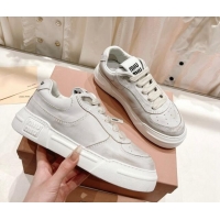 Unique Style Miu Miu Bleached Leather Sneakers White 813061