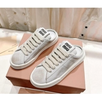 Perfect Miu Miu Bleached Leather Sneaker Mules White 813062