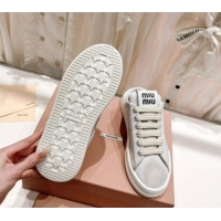 Perfect Miu Miu Bleached Leather Sneaker Mules White 813062