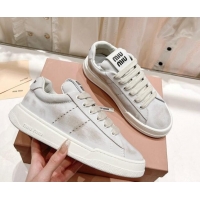 Top Grade Miu Miu Bleached Leather Sneakers White 813064