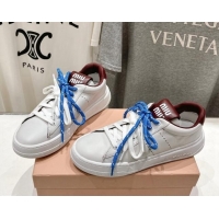 Best Grade Miu Miu Leather Sneakers White/Dark Burgundy 813066