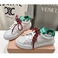 Best Price Miu Miu Leather Sneakers White/Green 813067