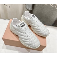 Buy Luxury Miu Miu Quilted Leather Sneakers White 813069