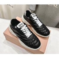 Unique Style Miu Miu Quilted Leather Sneakers Black 813070