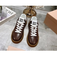 Best Grade Miu Miu Leather Sneakers Brown 813086