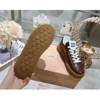 Best Grade Miu Miu Leather Sneakers Brown 813086