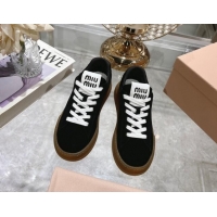 Fashion Miu Miu Suede Sneakers Black 813089