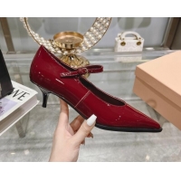 Top Design Miu Miu Brushed leather Mary Janes Pumps 5cm Dark Burgundy 813095