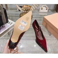 Top Design Miu Miu Brushed leather Mary Janes Pumps 5cm Dark Burgundy 813095