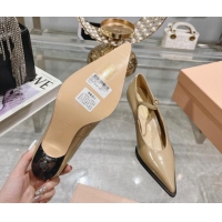 Best Product Miu Miu Brushed leather Mary Janes Pumps 5cm Beige 813096