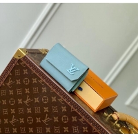 Good Product Louis Vuitton Slender Pilot Wallet in LV Aerogram Leather M81740 Light Blue 2024