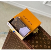 Good Product Louis Vuitton Romy Card Holder in Monogram Canvas and Leather M82938 Purple 2024