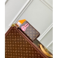 Unique Grade Louis Vuitton Zippy Wallet in Monogram Canvas with Pink Rabbit M83689 2024 Animal Objects 