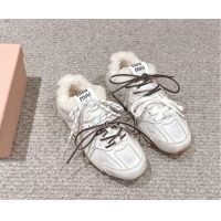 Low Price New Balance x Miu Miu 530 SL Sneakers in Bleached Leather and Shearling Fur 012053