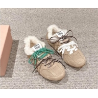 Best Price New Balance x Miu Miu 530 SL Sneakers in Suede and Shearling Fur 5E165E Beige 012056