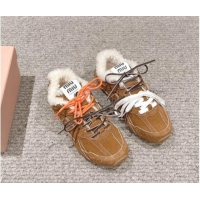 Stylish New Balance x Miu Miu 530 SL Sneakers in Suede and Shearling Fur 5E165E Brown 012057