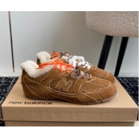 Sumptuous New Balance x Miu Miu 530 SL Sneakers in Brown Suede and Wool Fur 5E165E 012062