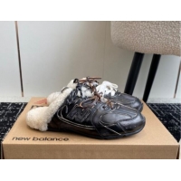 Good Quality New Balance x Miu Miu 530 SL Sneaker Mules in Black Bleached Leather and Wool Fur 5E165E 012067