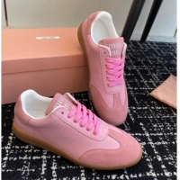 Luxury Miu Miu Nappa Leather and Suede Sneakers Pink 014002