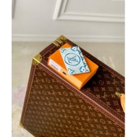 Famous Brand Louis Vuitton Card Holder Wallet in Monogram Tiles Canvas M83625 Lagoon Blue 2024