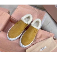 Best Product Miu Miu Suede Loafers in Suede and Wool Fur Yellow 014014