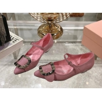 Shop Duplicate Miu Miu Patent Leather Mary Janes Pumps with Buckle Pink 1014028