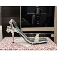 Charming Givenchy Leather Heel Sandals 9cm with Crystals and Pearls Silver 328072