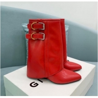 Durable Givenchy Shark Lock Buckles Wedge Ankle Boots 8.5cm in Leather Red 1009098