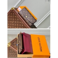 Well Crafted Louis Vuitton Monogram Canvas Emilie Wallet M60697 Burgundy 2024