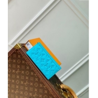 Top Grade Louis Vuitton Brazza Wallet Wallet in Monogram Leather Turquoise Blue M11467 2024