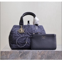 Top Grade Dior Medium Dior Toujours Bag in Blue Graphic Cannage Denim CD2214 2024