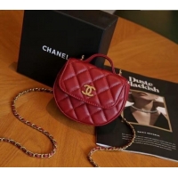 Top Design Chanel Quilted Calfskin Clutch with Chain and Top Handle CH102209 Red 2024