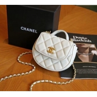 New Fashion Chanel Quilted Calfskin Clutch with Chain and Top Handle CH102209 White 2024