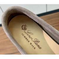 Good Quality Loro Piana Suede Flat Loafers with Charm Camel 812102