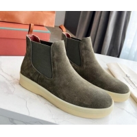 Hot Style Loro Piana Men's Suede Ankle Boots Khaki Green 904097