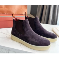 Discount Loro Piana Men's Suede Ankle Boots Dark Purple 904098