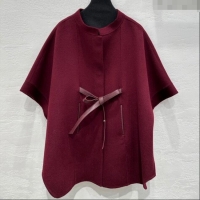 Buy Promotional Loro Piana Cashmere Cape with Sheepskin Belt L101718 Burgundy 2024