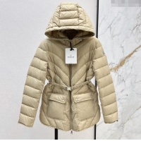 Most Popular Moncler Down Jacket with Belt B101821 Beige 2024