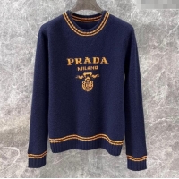 Free Shipping Prada Wool & Cashmere Sweater P101823 Blue 2024