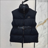 Inexpensive Prada Flannel Down Vest P101905 Black 2024