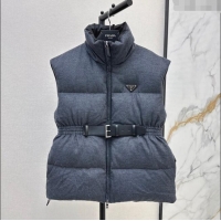 Top Design Prada Flannel Down Vest P101906 Slate Gray 2024