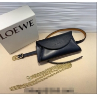 Top Grade Loewe Smooth Calfskin Belt with Pouch LW102201 Black 2024 