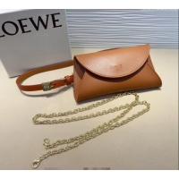 Best Price Loewe Smooth Calfskin Belt with Pouch LW102201 Brown 2024