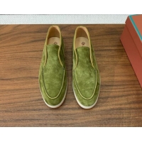 Unique Style Loro Piana Suede High-top Loafers LywGreen 011054