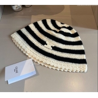 Buy Classic Celine Knit Bucket Hat 1019014 White/Black 2024