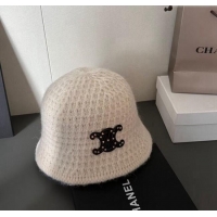 Market Sells Celine Knit Bucket Hat with Stud Logo 1019020 White 2024