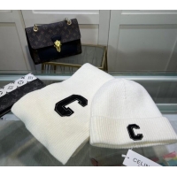 New Stylish Celine Knit Long Scarf and Hat Set 1021 White 2024