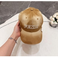 Top Quality Fendi Denim Baseball Hat F83029 Brown 2023