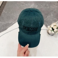 New Design Fendi Denim Baseball Hat F83030 Dark Green 2023