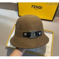 Top Quality Fendi Wool FF Charm Bucket Hat F8041 Brown 2023